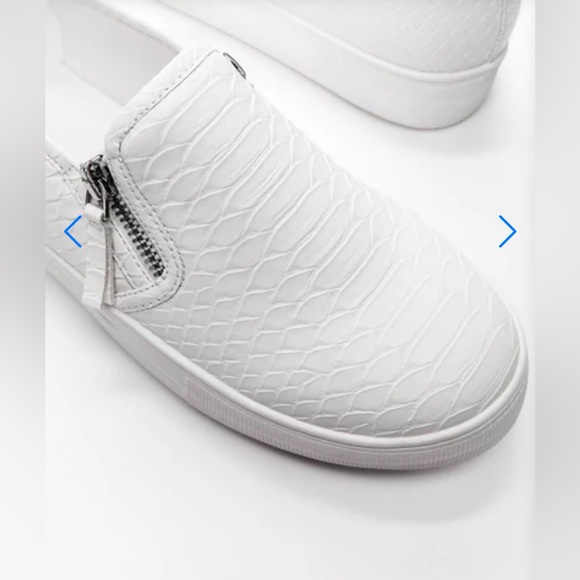 Courtney Platform Shoe Dazzle White Textured Slip-On Sneakers - Picture 6 of 8